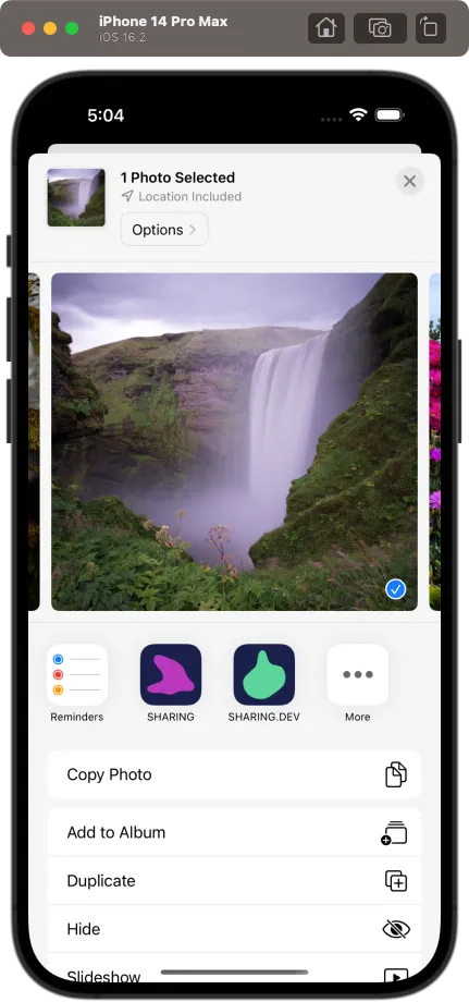 app showing in share intent