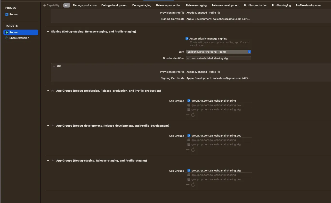 All app groups linked