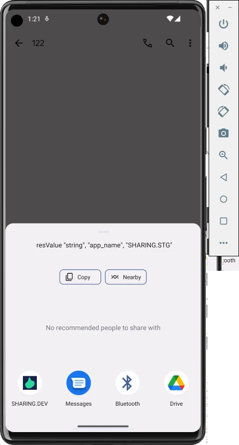 App showing in share intent