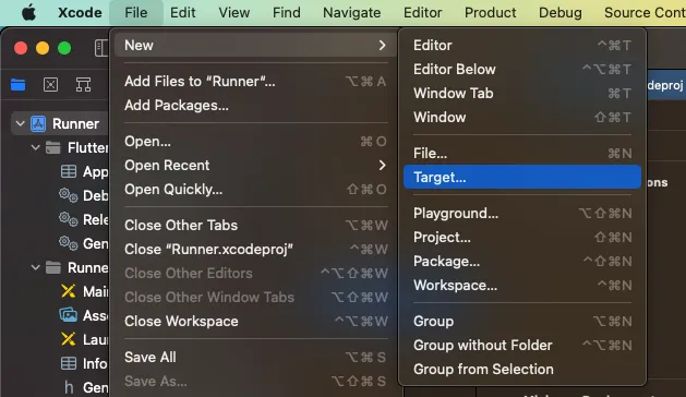 Image showing how to create a new target