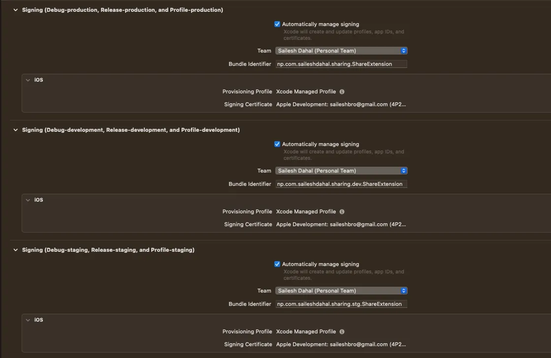 All bundle ids for share extension
