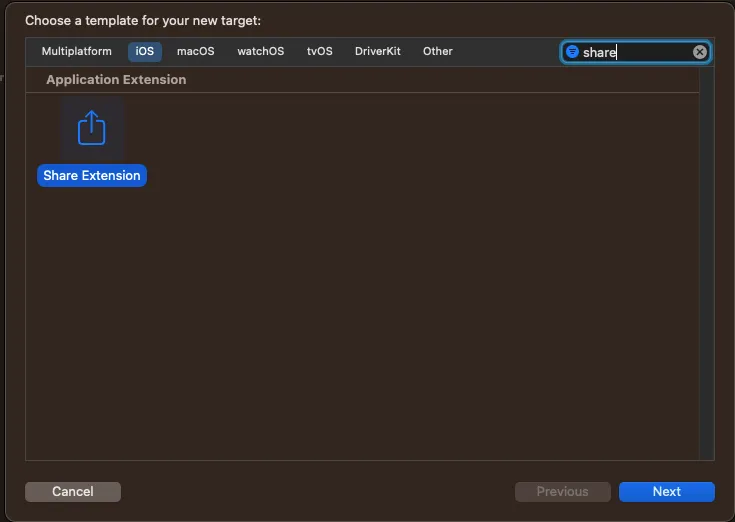 Image showing how to select a Share Extension